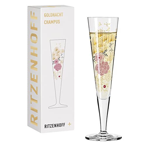 RITZENHOFF 1071020 Champagnerglas 200 ml – Serie Goldnacht Nr. 20 – Edles Designerstück mit Echt-Gold – Made in Germany von RITZENHOFF