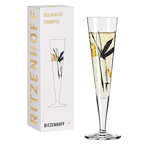 Ritzenhoff 1071022 Champagnerglas 200 ml – Serie Goldnacht Nr. 22 – Edles Designerstück mit Echt-Gold – Made in Germany von Ritzenhoff
