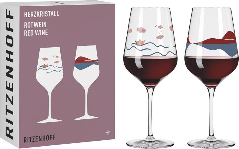 Ritzenhoff Gläser-Set RITZENHOFF Set Weinglas Herzkristall Rotwein 2er Schiffe Meer von Ritzenhoff