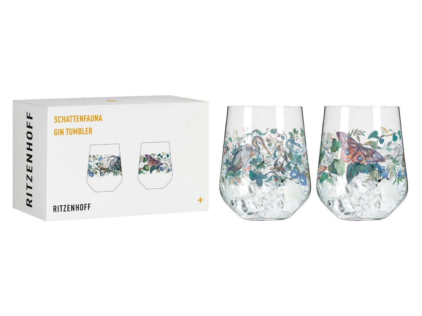 Ritzenhoff Longdrinkglas Schattenfauna Gin Tumbler 2er Set (C. Mcallister) H25 #7 #8, Kristallglas von Ritzenhoff