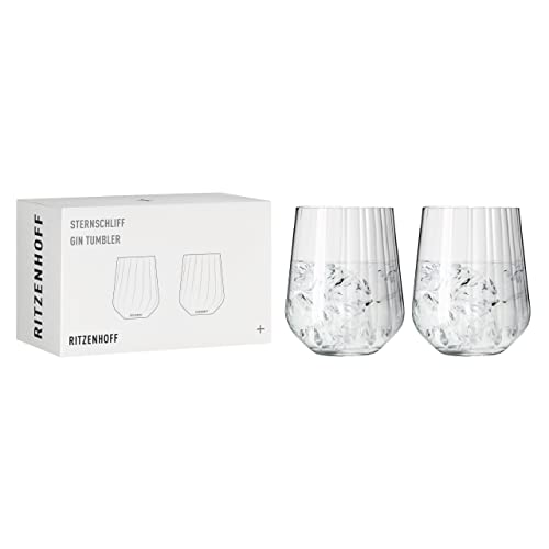 Ritzenhoff 3771001 Gin-Tumbler 700 ml – Serie Sternschliff Nr. 2 – 2 Stück mit Relieflinie – Made in Germany von RITZENHOFF