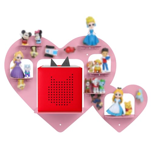 Riuog Tonie Regal für Toniebox & Tonie Puppenaufbewahrung, Wandregal für Kinderzimmer, magnetisches Metallregal mit Herz-Design für Mädchen und Jungen, Zubehör für Toniebox Starter Set (Rosa) von Riuog