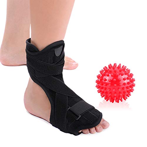 Plantarfasziitis-Nachtschiene, Fußtropfenorthese Schlafstützschiene Fußstütze mit stacheligem Massageball für orthopädische Achillessehnenentzündung von Riuty
