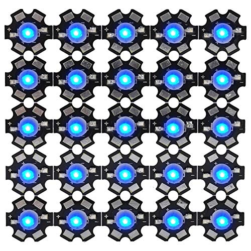 Akozon 3W High Power LED Chips, 25 Stück LED-Perlen mit Aluminiumbasis Perlen Emitter Diode Chips für DIY Beleuchtungskörper(Königsblau) von Akozon