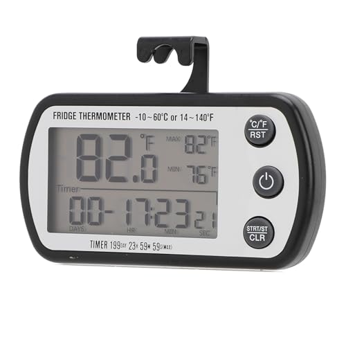 Digital Refrigerator Thermometer, Magnetic Suction LCD Display Fridge Freezer Thermometer with Celsius and Fahrenheit Temperature Switches von Riuulity