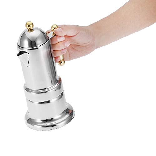 Espressokocher, Herdplatten-Espressokocher, Kaffeemaschine, Mokkakanne, Klassischer Café-Maker aus 430er Edelstahl, Geeignet für Induktionsherde Espressokocher, Herdplatten-Espressokocher, Kaffeemaschine, Mokkakanne, Klassischer Café-Maker aus 430er Edelstahl, Geeignet für Induktionsherde von Riuulity