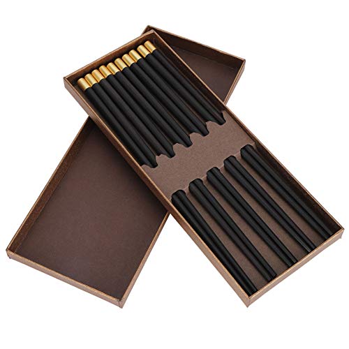 Essstäbchen-Set Im Traditionellen Chinesischen Stil mit Kupfereinlage, Fu-Zeichen Eingraviert, Premium-Qualität, Leicht zu Reinigen, Rutschfestes (Geschenkbox für fünf Paare aus von Riuulity