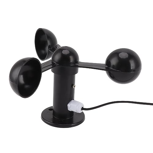 Flyocean Windgeschwindigkeitsüberwachungssensor, ABS 3 Tassen Anemometer mit 8 M Kabel 4 Cm Montageloch Anti-Interferenz-Wetterstation Verwenden Sie die Windmessung von Kraftwerken von Riuulity