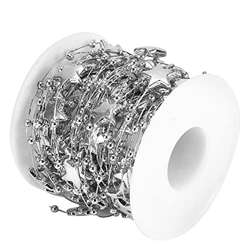 Galvanisierte ABS-Perlenkette, 10 Meter Golden/silber, mit Fünfzackigem Stern, für DIY-Handstrauß, Hochzeitsdekorationen (SILVER) von Riuulity