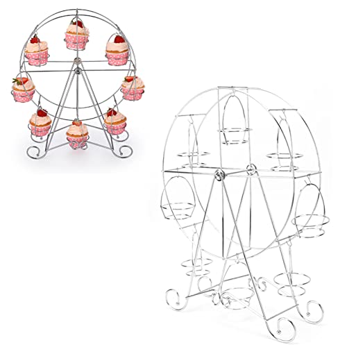 Riesenrad-Cupcake-Halter, Drehbarer Cupcake-Präsentationsständer aus Eisen, Acht Cupcake-Rad-Cupcake-Ständer, für Partys, Geburtstage, Hochzeiten, Jubiläen von Riuulity