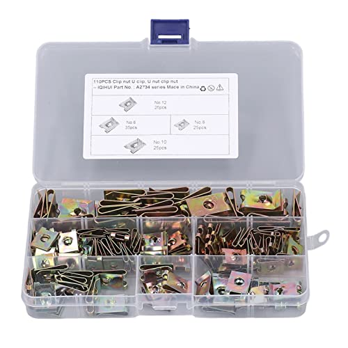Riuulity 110 PCs Langlebige U Moerclips Setzen Einen Starken, Rostresistenten U -verdrängten Clamp/Holder -Nuss für das für Motorräder und Autos mit Aufbewahrungsbox Geeignete Auto Fang. von Riuulity