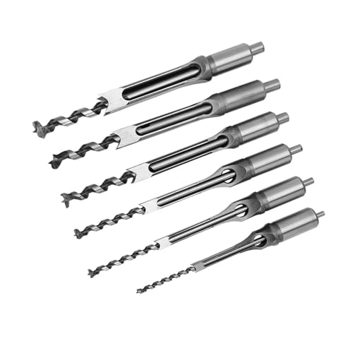 Riuulity 6PCS Quadrat Loch Saw Saw Bohrer Bit -Meißel -Sterbungswerkzeug, Hohe Härte Stahlprofessionelle Bohrungen für den Bau, Ideal für Dekoration und Renovierung, Geeignet für Einsteiger und von Riuulity