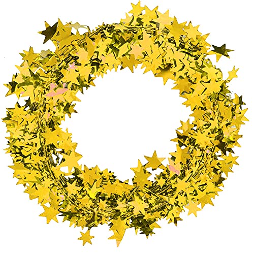 Riuulity 7,5 M Gold Silber Star Girlande, Flexible Drahtsterndekoration, Handwerk, Girlande, Kunsthandwerk, Dekorationen, Verpackung, Kleidung, Rollpack für Weihnachtsbaum -Hochzeitsfeier (GOLD) von Riuulity