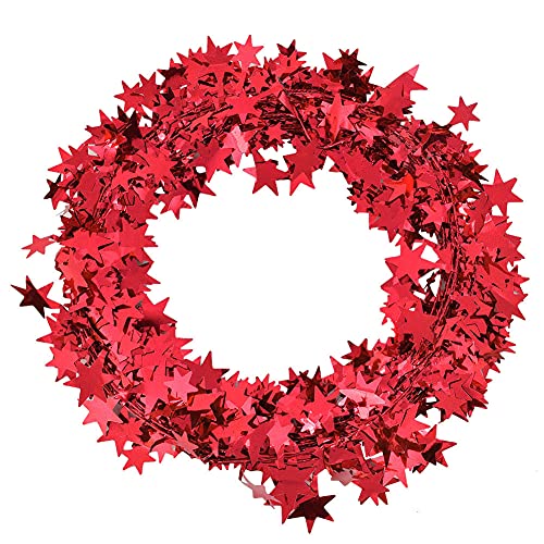 Riuulity 7,5 M Gold Silber Star Girlande, Flexible Drahtsterndekoration, Handwerk, Girlande, Kunsthandwerk, Dekorationen, Verpackung, Kleidung, Rollpack für Weihnachtsbaum -Hochzeitsfeier (Rot) von Riuulity