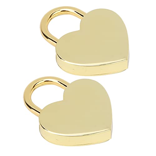 Riuulity Altes Gold/Bronze -Herz -Lock Metall Vintage Vorhängeschloss 30x39mm, 2 Sätze mit Schlüssel, Ideal für Tagebuch und Kleines Gepäck, Langlebig und Langlebig Lebensdauer (GOLD) von Riuulity