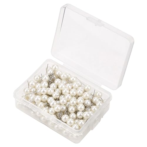 Riuulity Bunte 200pcs Runde Ball Plastik Pushpin Thumbtack Pins Set für Kreative DIY -Projekte, Bequeme Aufbewahrungsbox Enthalten (WHITE) von Riuulity