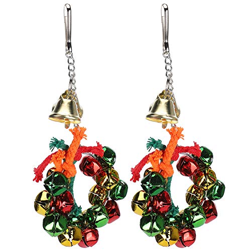 Riuulity Bunte Bissbeständige Vogelkäfigglotz-Garlandspielzeug 2pcs Metall Vogelversorgung für Vögel Spielen und Beißen, Gute Dekoration für Vogelkäfig von Riuulity