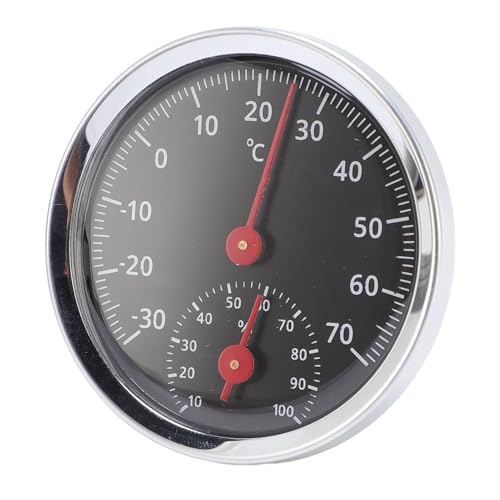 Riuulity Car Hygrometer -Thermometer Genauer Temperaturfeuchtigkeitsmesser für den Kühlschrank Inkubator Schwarzes Zifferblatt Aluminiumlegierung Material von Riuulity
