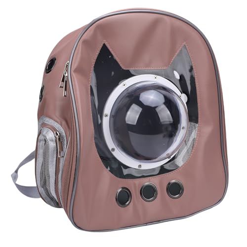 Riuulity Cat -Rucksackträger Großer Raum Atmungsaktiv Tragbarer Reise - für Camping Wandern Im Freien für Katzen PU Ledermaterial (Brown) von Riuulity