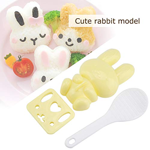 Riuulity DIY Handicraft Sushi Reisform Cartoon Kaninchenmodell Sichere Onigiri Maker Gelb/Rosa (gelbe Farbe) von Riuulity