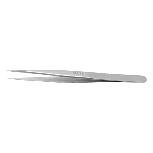 Riuulity Edelstahl Industrial Fine Point Pinzette, Anti -Wear -Rost Korrosion Abriebsäure Hohe Härte Pinzette für PC8 Halbleiter, Photovoltaik (12L) von Riuulity