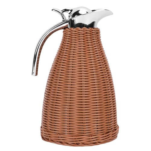 Riuulity Edelstahl Thermalkaffee Carafe, 1,5 L Handgewebt ， 3 Ummauerten Isolierten Pitcher 12 Stunden 24 Stunden Kaltbetrieb für Home Office -Nutzung (BROWN) von Riuulity