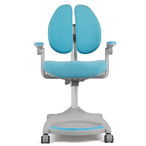 Riuulity Einstellbare Kinderstuhl mit Autobremsenrollen für Gesunde Körperhaltung, Einfache Reinigung, Ergonomisches Design und Bequemer Sitz, Ergonomisches Kinderlernen -Sessel (Blue) von Riuulity