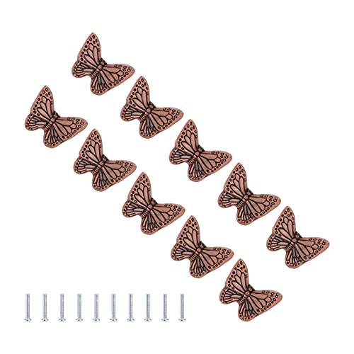 Riuulity Einzellochschubladengriff mit Wunderschönen Mustern, Stabil (roter Bronzeschmetterling) von Riuulity