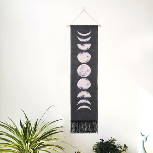 Riuulity Einzelmond -Phasenmuster Wandteppich Zur Dekoration des Büros zu Hause Wandanhänger von Hand White Art White 46x12in (46 * 12 Zoll) von Riuulity