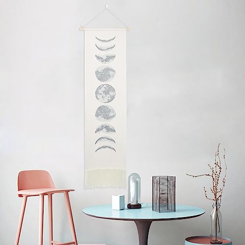 Riuulity Einzelmond -Phasenmuster Wandteppich Zur Dekoration des Büros zu Hause Wandanhänger von Hand White Art White 46x12in (46 * 12 Zoll) von Riuulity