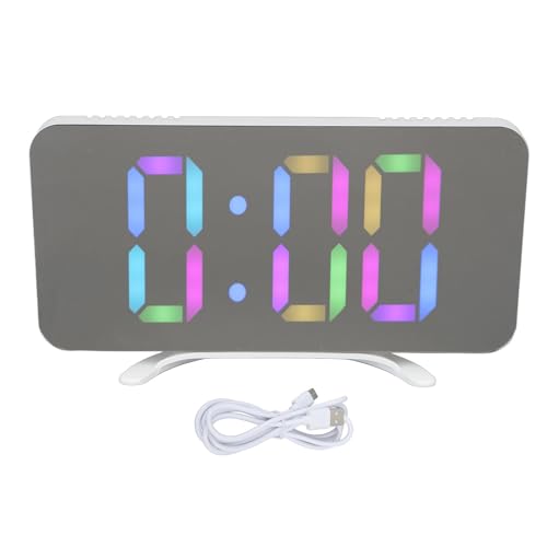 Riuulity Elektronische Uhr Spiegel Desktop Student RGB Led Gespiegelte Digitaluhr Schlafzimmer Wetter Überwachung Kompakte Tragbare Uhren von Riuulity