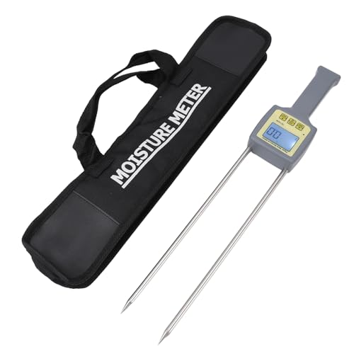 Riuulity Elektronischer Papierfeuchtigkeitstester, Tragbares Handheld -Messgerät aus Edelstahl mit Sonde Zur Überwachung von Möbeln Recycling, Drucken, Bau und Verpackung von Riuulity