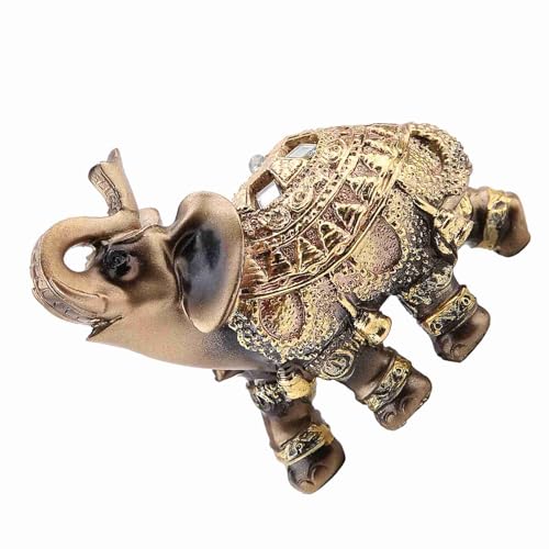 Riuulity Exquisite Feng Shui Elephant Skulptur, die Glück und Glück in China symbolisiert. Hochwertige Harzkonstruktion mit Anti-Rutschoberfläche. Ideale Wohnkultur oder Geschenkauswahl. (Goldene von Riuulity