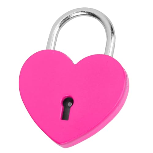 Riuulity Exquisites Bunte Herzschloss -Vorhängeschlossschlüssel für Haushaltsvorräte, Metallhandwerk 45x59 Mm, für Schmuckschachtel und Kleines Gepäck (Rosenrot) von Riuulity