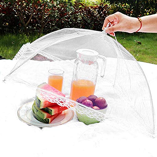 Riuulity Faltbare Waschmittel -Lebensmittelabdeckung Mesh Zelt Anti Fly Mahlzeit Dach für Camping Picknick Küche Outdoor Essweiß 2 Pack von Riuulity