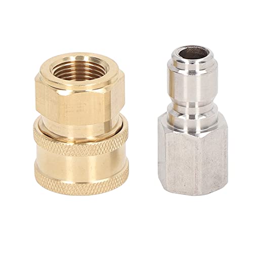 Riuulity Hochdruck -Waschmaschinen -Armaturen Langlebiger Messing Edelstahl für 5000psi Waschmaschine Schnellanschlussadapter, Geeignet für Schlauchpumpenkugelventil Teleskopstangensprühpistole, 1 Riuulity Hochdruck -Waschmaschinen -Armaturen Langlebiger Messing Edelstahl für 5000psi Waschmaschine Schnellanschlussadapter, Geeignet für Schlauchpumpenkugelventil Teleskopstangensprühpistole, 1 von Riuulity