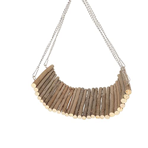 Riuulity Hölzerner Hamster Swing Süßes Design Großer Raumklettern Hängematte für Ratten Mäuse Spatzen Papien (15 * 35 cm) von Riuulity