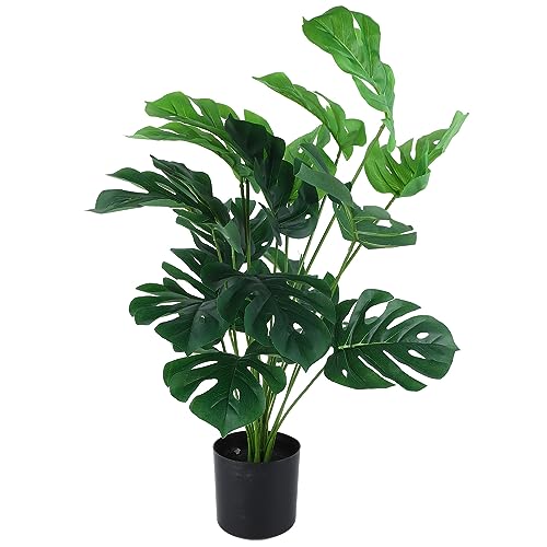 Riuulity Lebensechte Monstera Deliciosa-Pflanze aus Kunststoff, 18 Blätter, Pflegeleicht, 80 cm, Innen- und Außendekoration von Riuulity