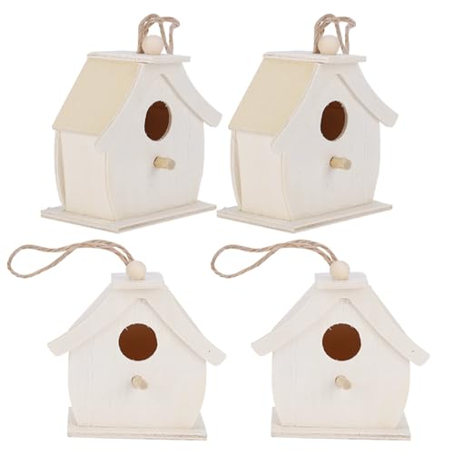 Riuulity Mini Holz Vogelhaus Ornament für Gartenbalkon Im Freien, 4pcs Hängende Vögel Nester für Vogelliebhaber Geeignet Riuulity Mini Holz Vogelhaus Ornament für Gartenbalkon Im Freien, 4pcs Hängende Vögel Nester für Vogelliebhaber Geeignet von Riuulity
