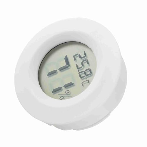 Riuulity Mini Round LCD Reptile Thermometer Hygrometer mit Temperatur- und Luftfeuchtigkeitsanzeige, Schnellwert für Anzeigzähler, Haltbares Material für Kühlschränke (WHITE) von Riuulity