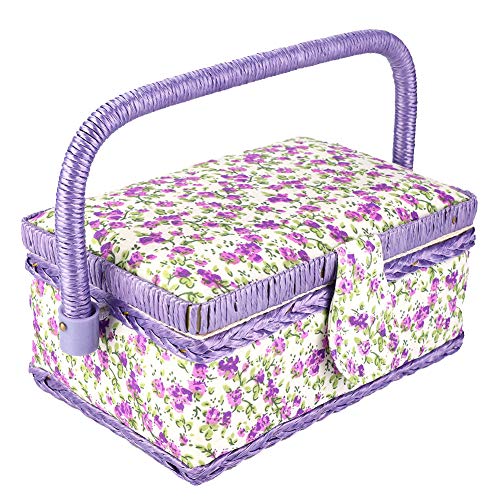 Riuulity Nähspeicherbox mit Blumendruck, Einstellbarem Griff, Doppelschicht -Design für Tasten, Nadeln, Scheren und Mehr, Ideal für die Heimorganisation Riuulity Nähspeicherbox mit Blumendruck, Einstellbarem Griff, Doppelschicht -Design für Tasten, Nadeln, Scheren und Mehr, Ideal für die Heimorganisation von Riuulity
