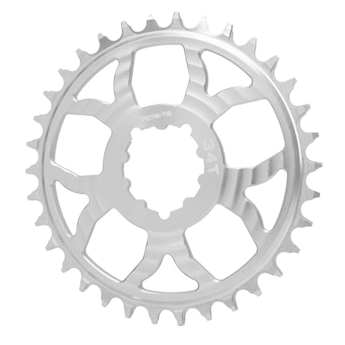 Riuulity Optimierte 34T -Kettenreine Hohl EIN Stück Design Hoher Kompatibilität für GXP -Roadbikes Einfache Installation (Silver) von Riuulity