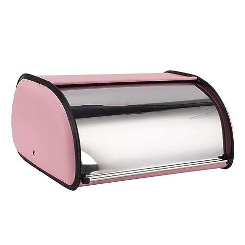 Riuulity Pink Mirror Glow Brotkasten, Eisen, Multifunktionaler Aufsatz-Brotaufbewahrungsbehälter mit Rolldeckel für den Brotladen in der Küche von Riuulity