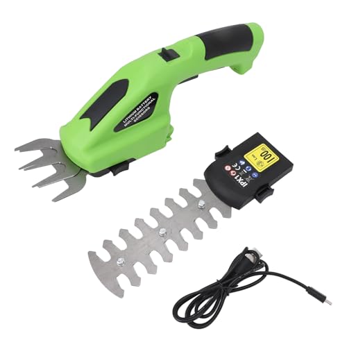 Riuulity Schnurlose Grasschere mit Doppelten Action -Stahlklingen, Ergonomischem Griff Design 2 in 1 Schnurlose Grasschere für Garten und Rasenpflege von Riuulity