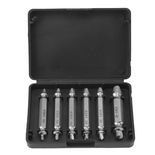 Riuulity Schraubenextraktor -Set Exquisit Gebrochener Schraubenentferner Hoher Verschleißfestigkeit 6pcs Muttern Bolzen Bohrbitwerkzeuge für Ehemann Väter Tag (Originalfarbe) von Riuulity