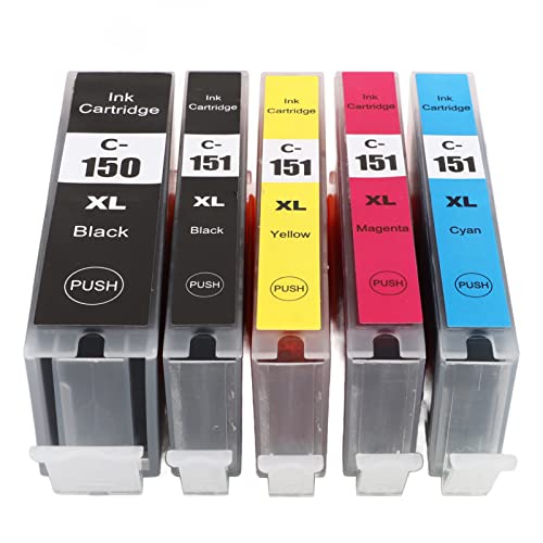 Riuulity Tintenpatronen -Set 150 151 Smooth -Ausgangsdruck mit Hoher Kapazität, Breite Anwendung: Krankenhäuser/Schulen, für MG6410 MG7110 MG7510 (BK BK C M Y 5 Farben) von Riuulity