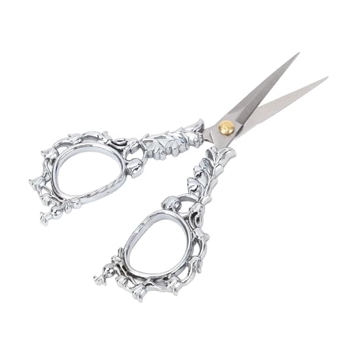 Riuulity Vintage Craft Scissors, Kleine Stickereifadenschere mit Zinklegierung, Leicht zu Bedienen und zu Kontrollieren, um zu Basteln und zu Nähen, und das Nähen von Enthusiasten (Silber glänzend) von Riuulity