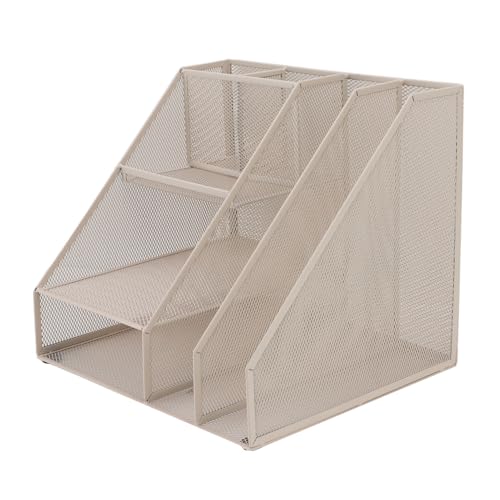 Riuulity White Metal Mesh Desk Organizer 2 Dateiabteilungen 3 Tabletts 2 Stifthalter für Büroversorgungslagerung Riuulity White Metal Mesh Desk Organizer 2 Dateiabteilungen 3 Tabletts 2 Stifthalter für Büroversorgungslagerung von Riuulity