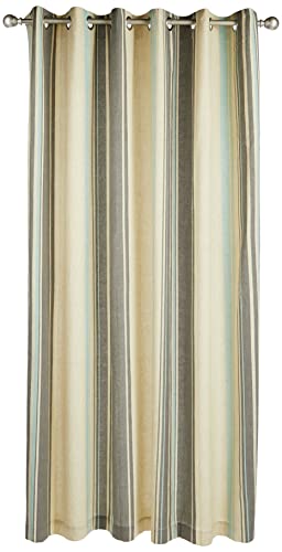 Ösenvorhänge, Design: Broadway Stripe, gewebt, komplett gefüttert, Polyester / Baumwolle, 229 x 229 cm, Farbe: Entenei / Blau von Paoletti