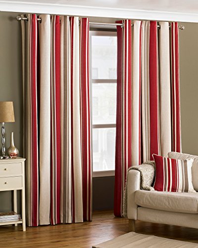 Broadway Stripe Raspberry Ring Top Curtains 117 x 183 von Paoletti